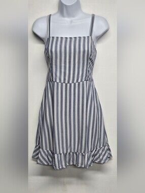 Hollister S Summer Dress Smocked Back Sleeveless Ruffled Stripes Lined